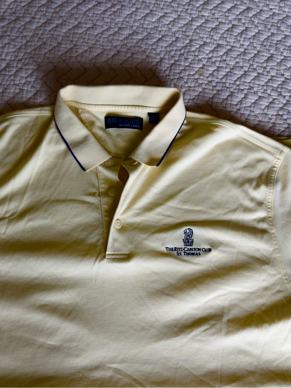 Classic Yellow Polo with Navy Trim